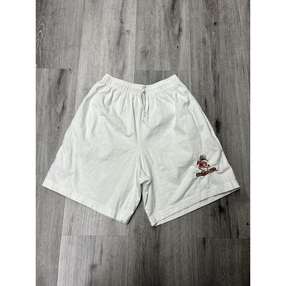 Vintage 90s University Of Miami Hurricanes White Sherry's Best Shorts Size L